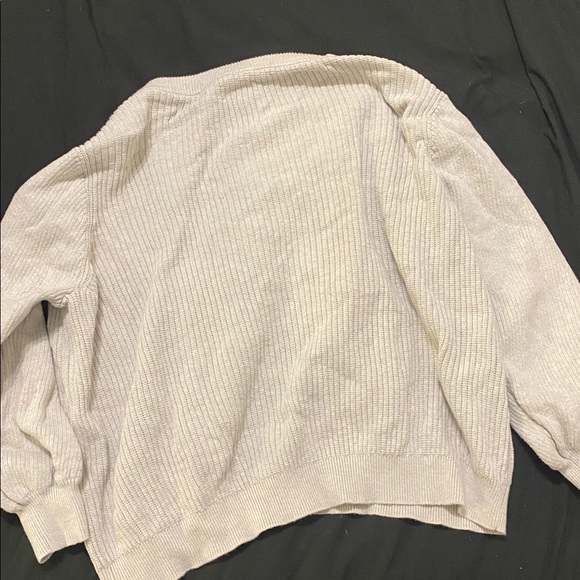 V-Neck Ribbed Sweater Cream - Picture 3 of 4